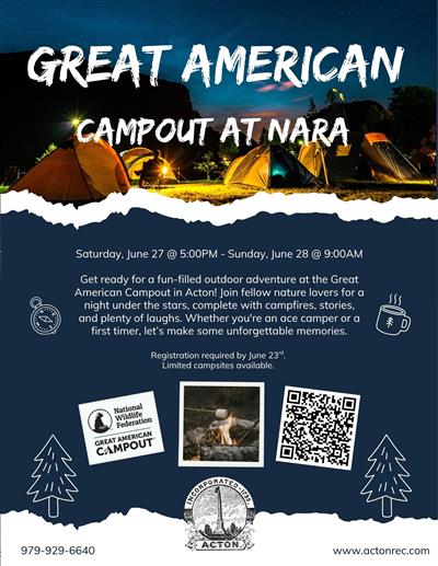 Flyer for Camp Out Event
